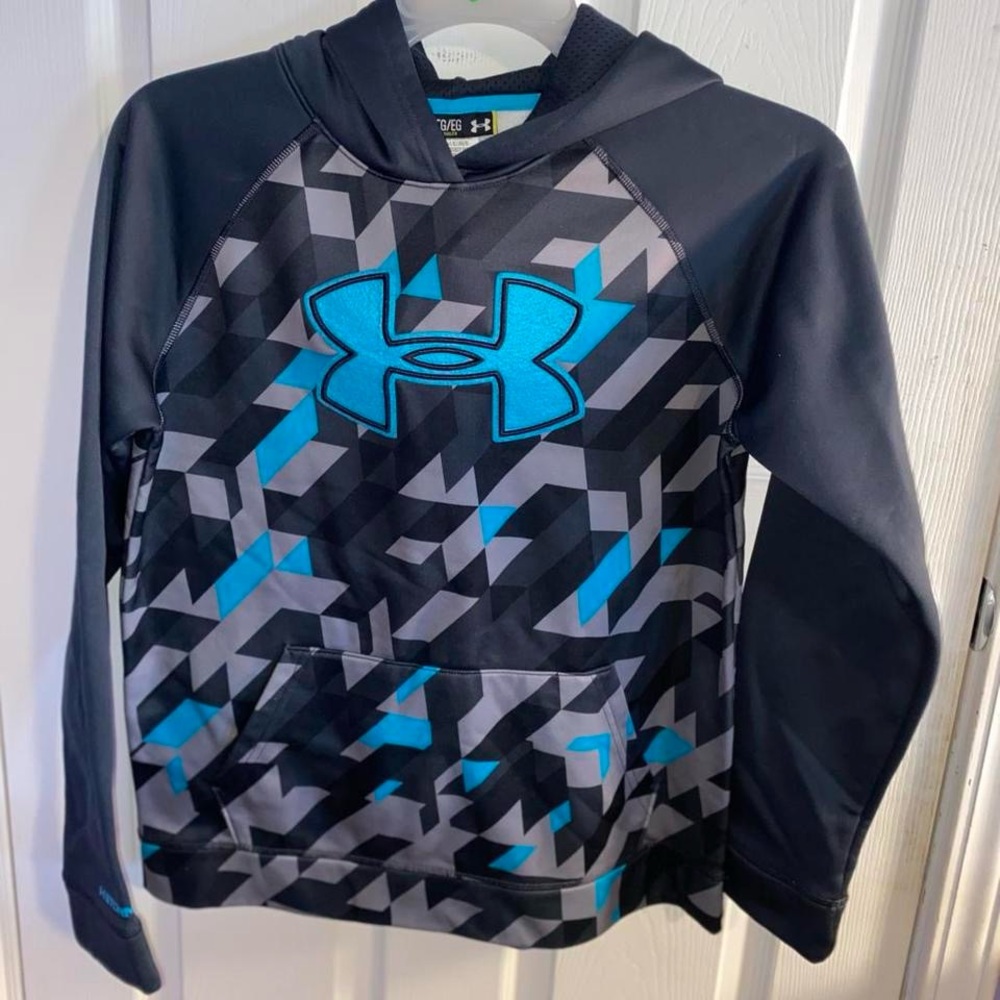Under Armour Kids' Gray and Blue Patterned Hoodie